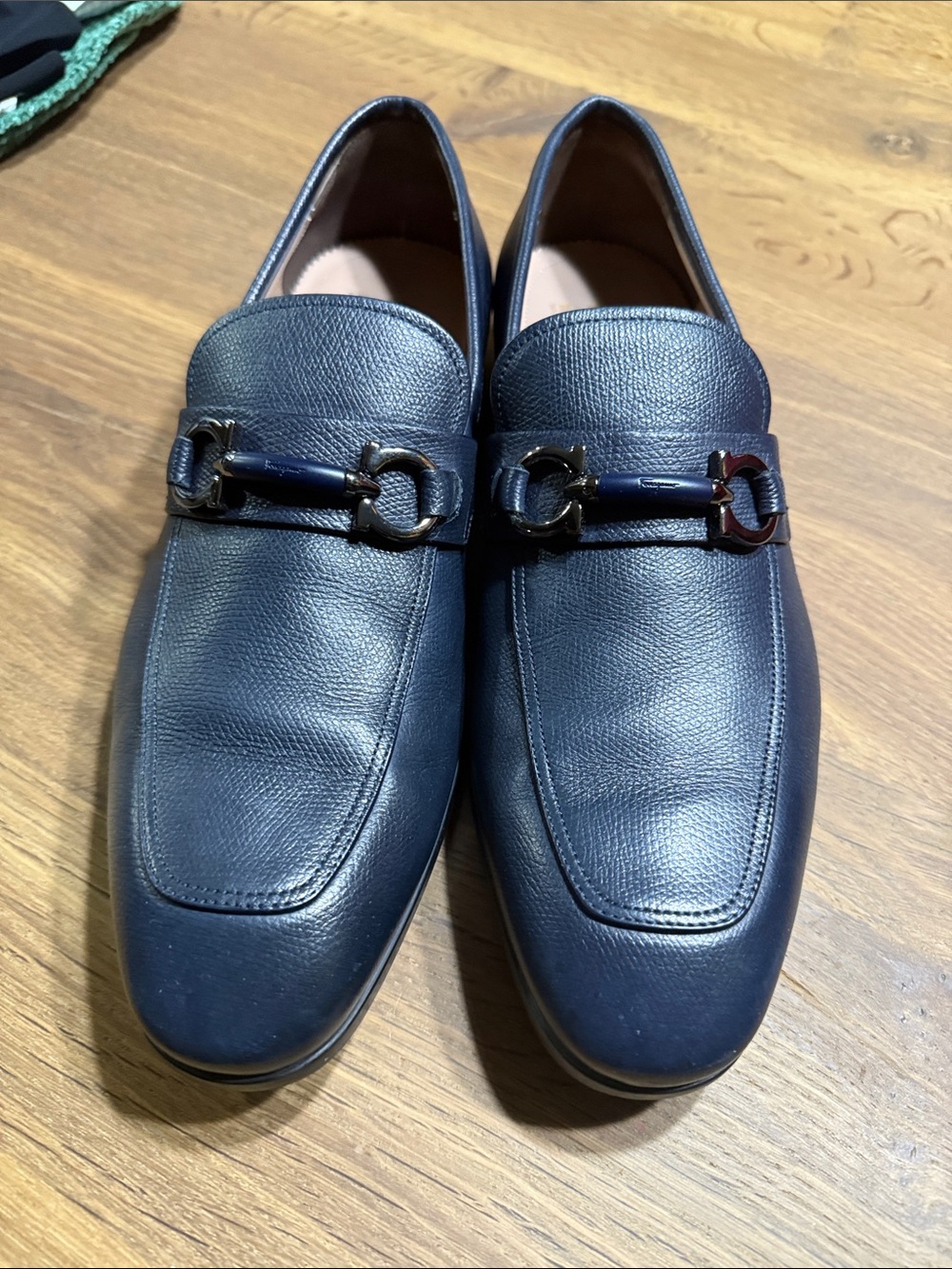 Salvatore Ferragamo Navy Leather Bit Loafers